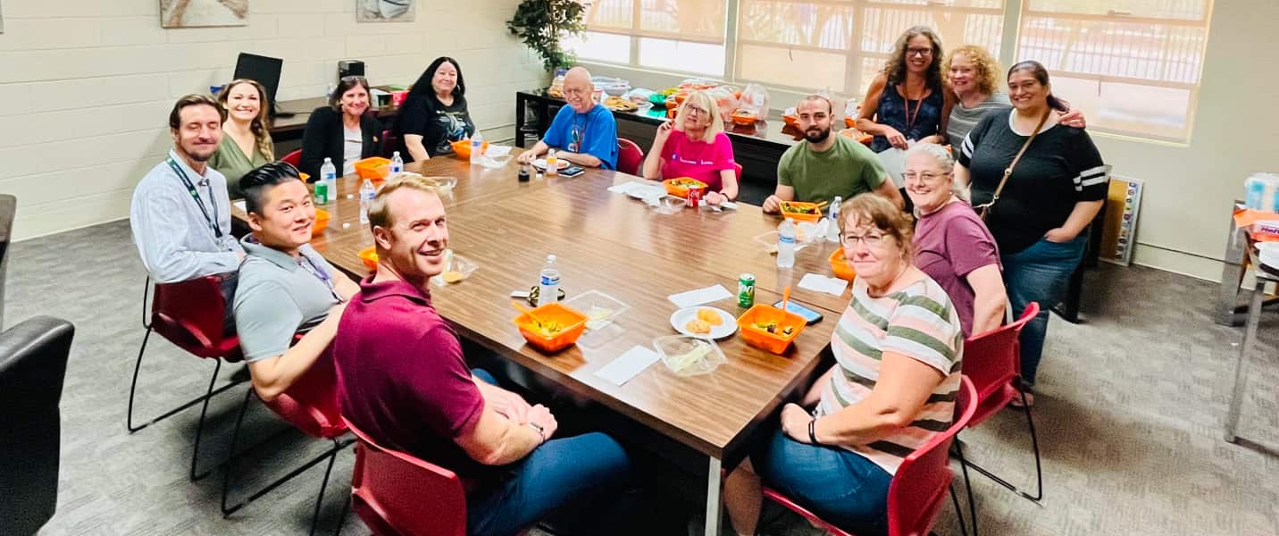 Faculty having lunch