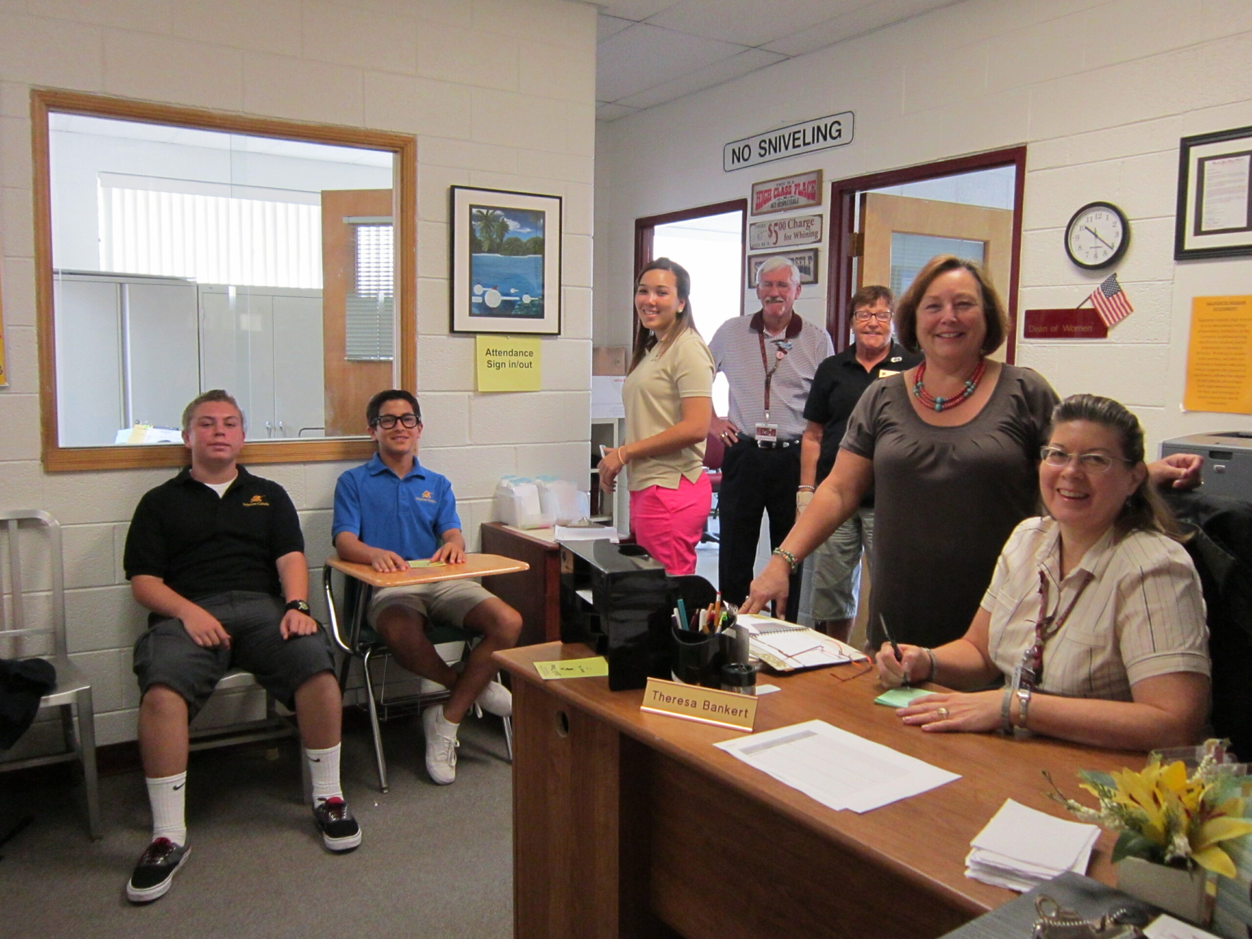 People gathered in the deans office