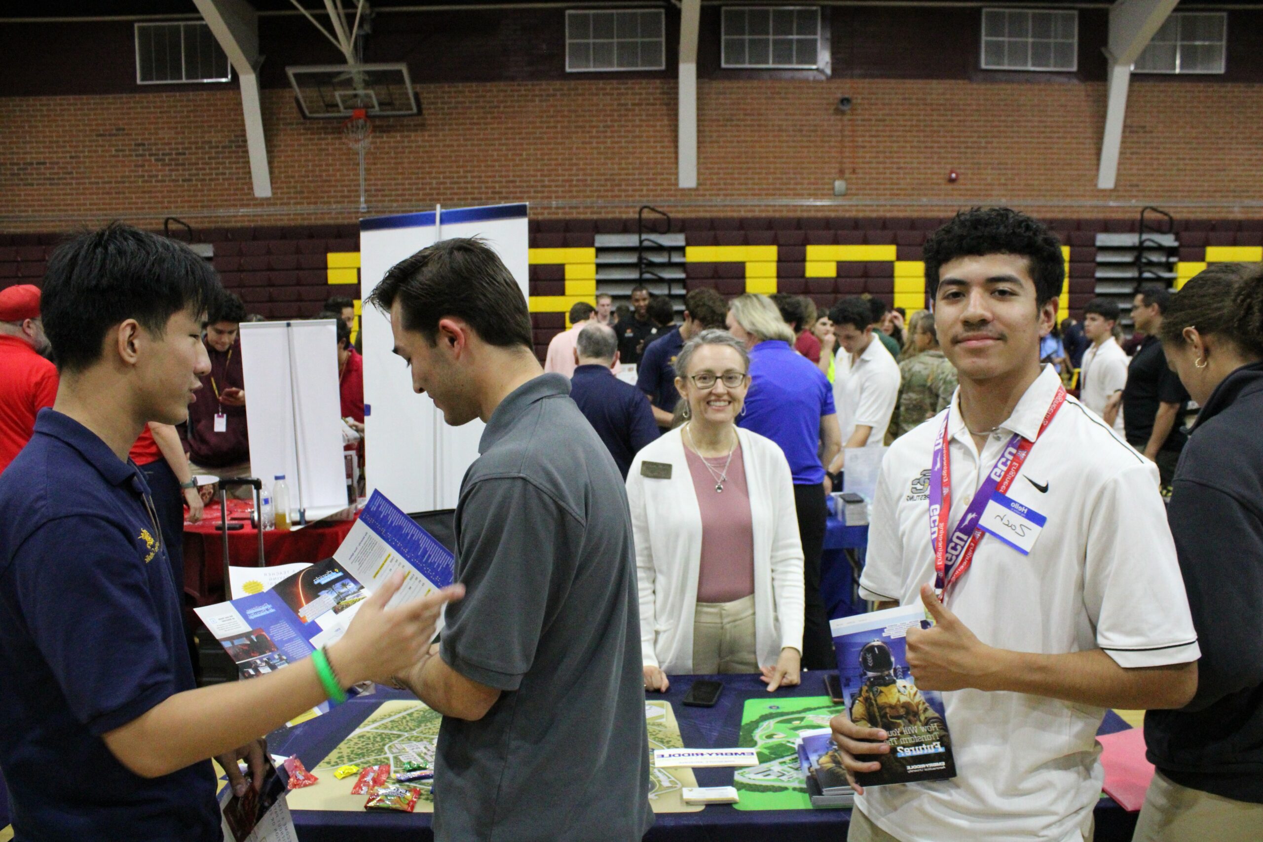 Students at a college fair