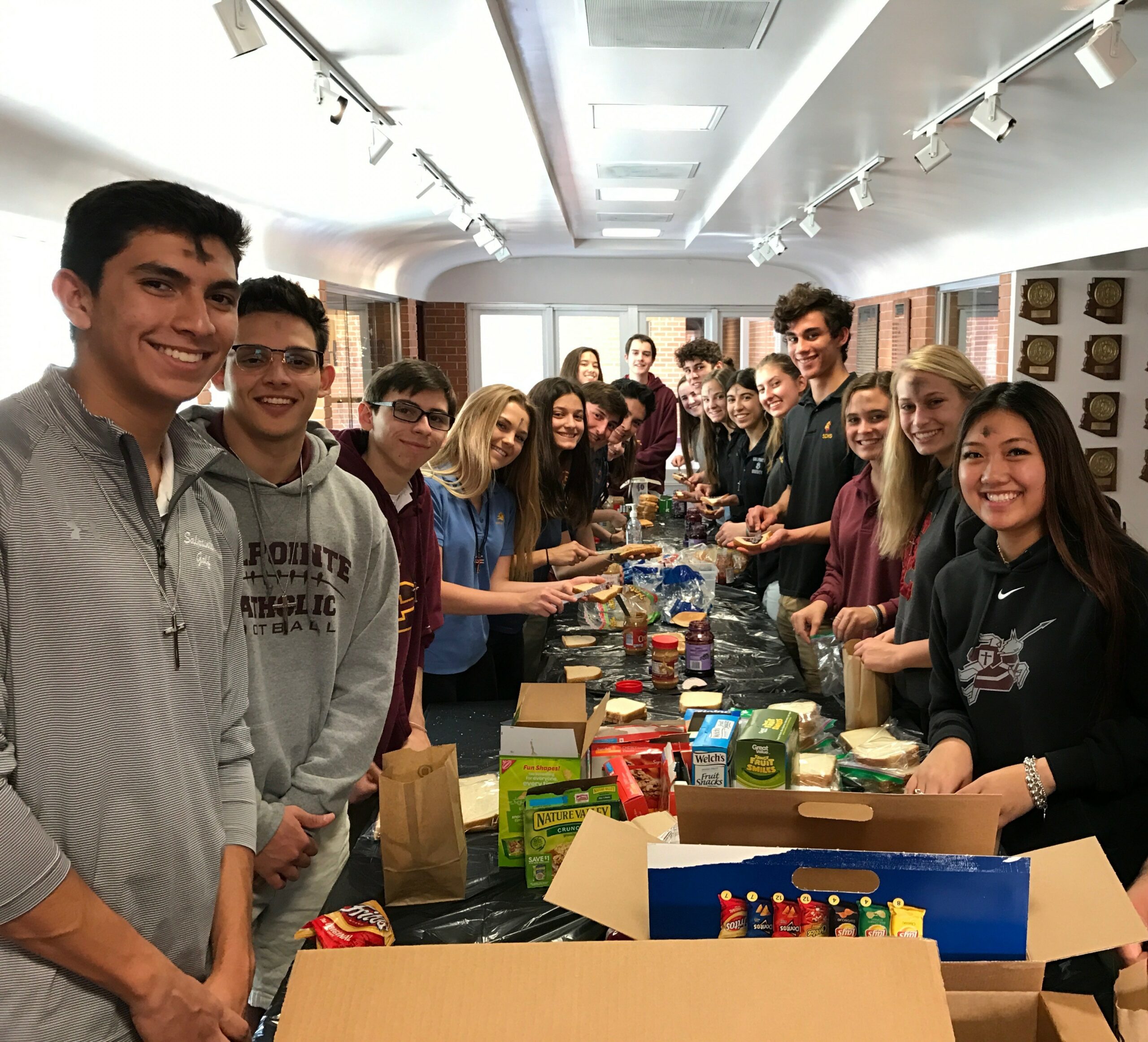 Students making sandwiches